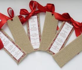 Burlap and Paisley Bookmark the Date Bookmarkers - (Custom Colors Available)