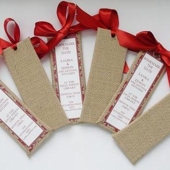 Burlap and Paisley Bookmark the Date Bookmarkers - (Custom Colors Available)