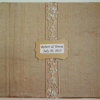Wedding Guest Book/Photo Album w/Embroidery Sequin Lace (Custom Colors Available)